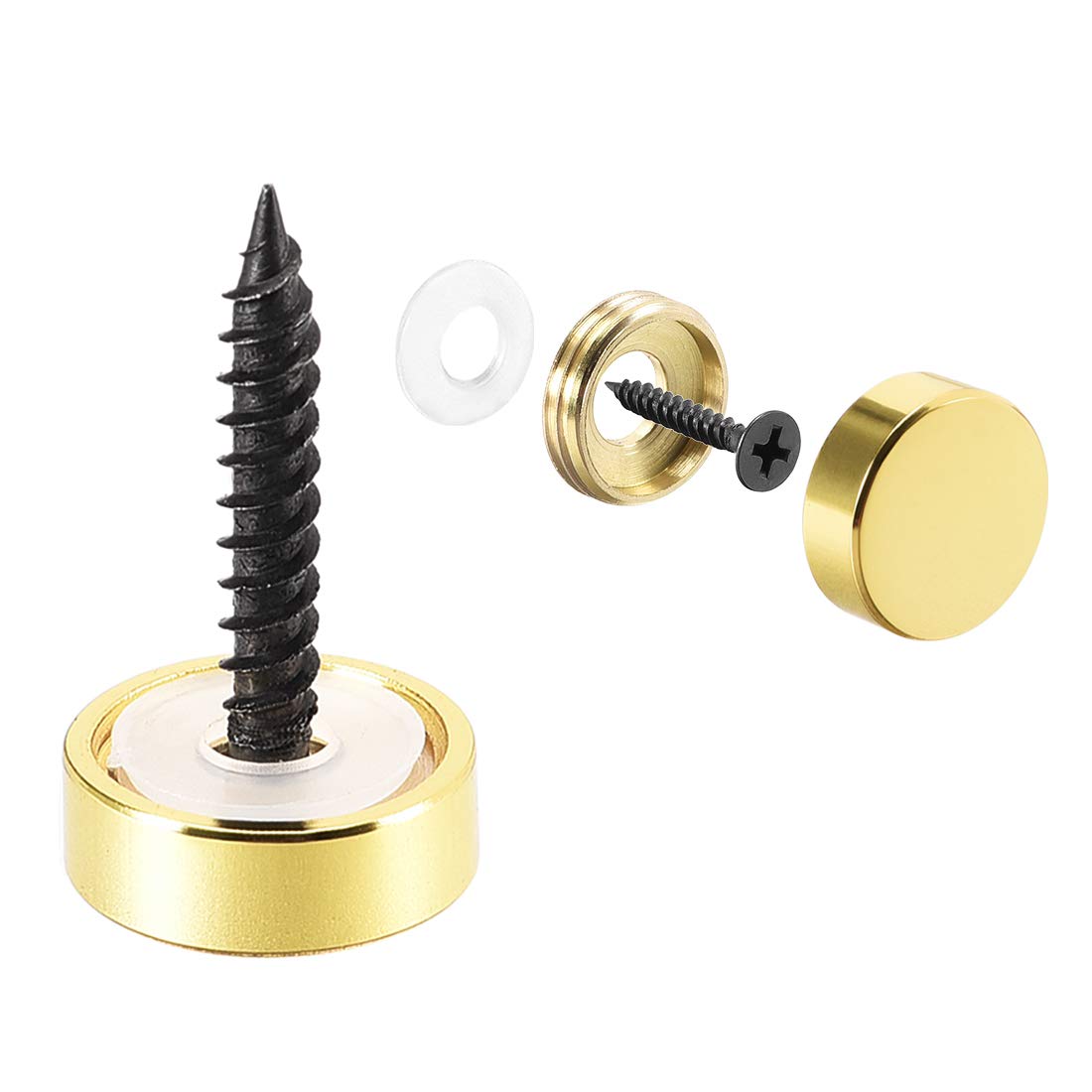 sourcing map Mirror Screws, Decorative Cap Fasteners Cover Nails, Electroplated, Golden Black 14mm/0.55" Brass 12pcs