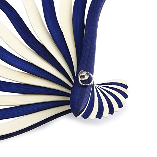 FENICAL Chinese Bamboo Folding Hand Fan Rose Flower Silk Fan for Party Favor - Thumbnail 3