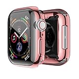 Cywulin for Apple Watch 4 40mm 44mm Case Buit in TPU Screen Protector, 2018 iWatch Series 4 Overall Ultra Thin HD Clear Rugged Armor Bumper Protective Shock Proof Replacement Cover (40mm, Rose Gold)