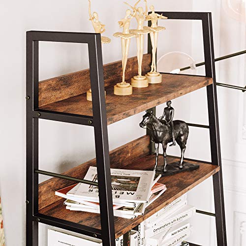 IRONCK Bookshelf with Louvered Doors, 3Tier Ladder Shelf with