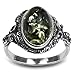 Sterling Silver Green Amber Oval Ring, Size 7