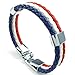 KONOV Mens Womens Feather Bracelet, French France Flag Cuff Bangle, Blue White Red, 8 inch
