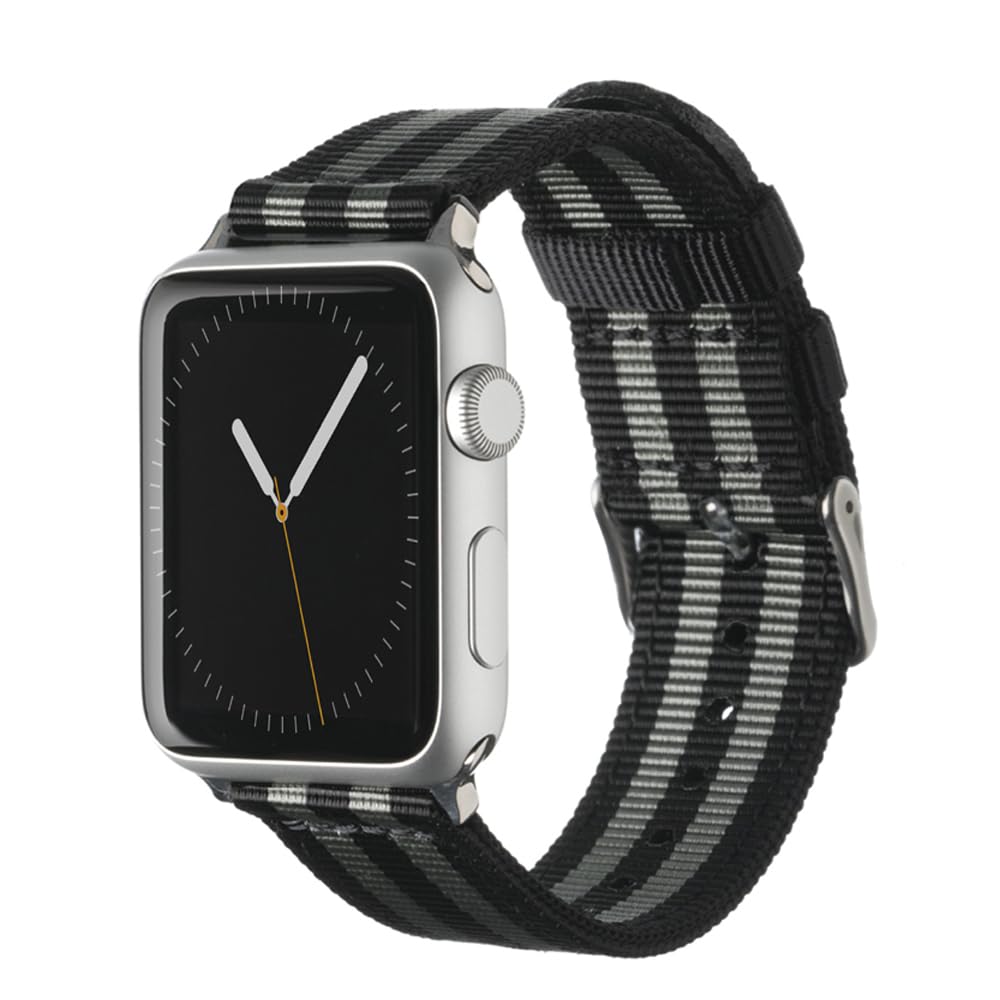 Archer Watch Straps - Premium Nylon Straps for Apple Watch (Black/Gray, Stainless, 40/41/42mm)