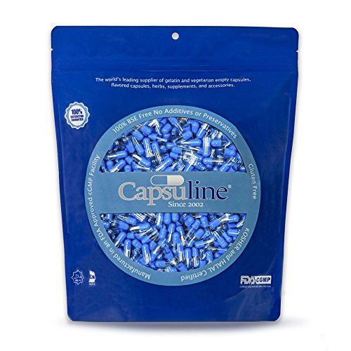 Capsuline Colored Gelatin Empty Capsules Size 4 Blue/Clear 1000 Count