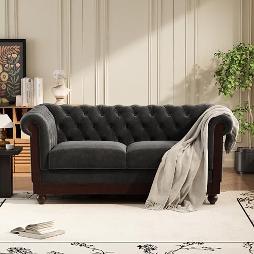 Christopher Knight Home Chesterfield Velvet Loveseat, 2-Seater Rolled Arm Uphol…