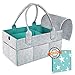 Baby Diaper Caddy Organizer – Portable Large Nursery Storage Bin, Newborn Registry Must Have, Best Baby Shower Gift Basket, Infant Diaper Caddy Tote Bag Organizer with Removable Cover & Changing Pad