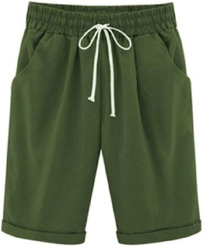 H&E Women Casual ElasticWaist Knee Length Walking Sport Shorts Amazon