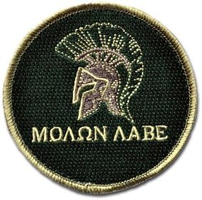 Tactical Combat Bagde Military Hook and Loop Badge Embroidered Velcro Morale Patch - Spartan Helmet ODG