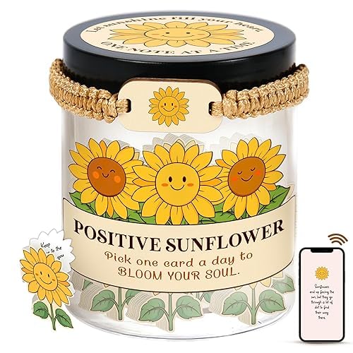 60 Positive Sunflower Cards Jar, Affirmation Cards