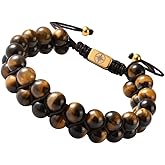 Tigers Eye Bracelet- Pulseras Para Hombres- Gifts for Him- Mens Beaded Bracelets- Premium Handmade Tiger Eye Bracelet Men and Women Bring Happiness, Protection and Luck.