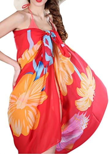 Acquaa Women Cover up Beach Sarong Pareo Bikini Swimsuit Wrap Red OS