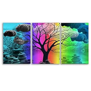 Canvas Wall Art Abstract Cloud Tree Pictures Home Wall Decorations for Bedroom Living Room Oil Paintings Canvas Prints Framed - 16"x24" x 3 Panels