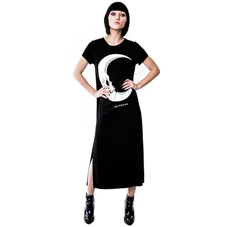 Killstar Damen Gothic Seitenschlitz Kleid - Dark Side of The Moon Split Dress