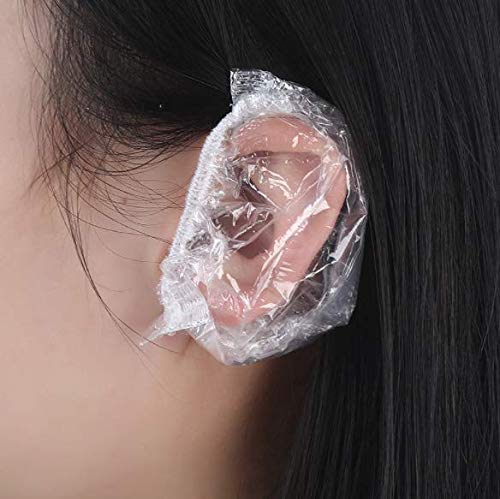 DNHCLL 100PCS Ear Protector Caps Disposable Elastic Clear Shower Water Ear Covers Large For Hair Dye, Shower, Bathing, Spa Home Use Hotel and Hair Salon
