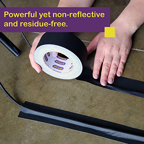 ATack Gaffer Tape Pro, Black, 2-Inches X 30 Yards- Premium Grade and Easy Tear Matte Black Gaff Main Stage Tape for Photographers, Interior Designers and Professionals