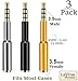 Josi Minea x3 Pcs 3.5mm Gold Audio Jack Extender Headphone Adapter with Gold Plated 4-Pole Connectors for Apple iPhone 6/6S/6+/5S/SE Samsung Galaxy S9/S8/S7/S6/S5 Most Smartphones & Tablets [ 3 Pack ]