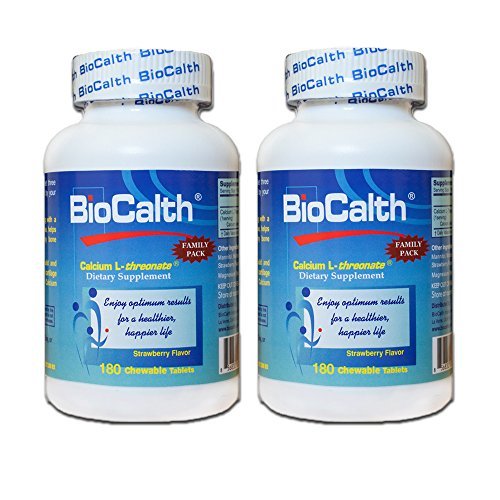 BioCalth Patented Calcium L-threonate Chewable Tablets Strawberry Flavor - 180 tablets (360 Counts)