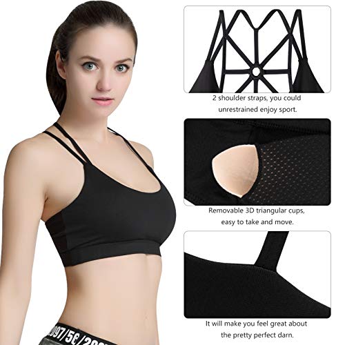 HBselect Sportbeha voor dames, bustier, gevoerde sportkleding, buikvrije sporttop met riemdesign aan de achterkant en… - Image 3