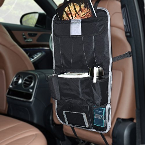 Big Dragonfly Quality Multi-function Back Car Seat /Travel Car Organizer with Ipad Holder / Portable Car Seat/ Back Storage Pocket Backseat Organizer Bag /Baby Travel /A Model-Gray