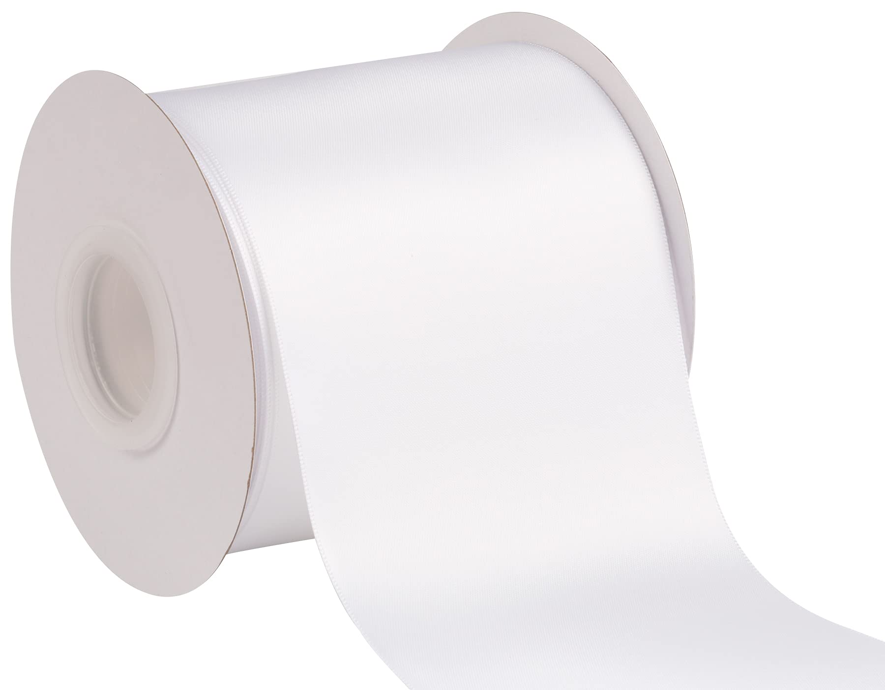 Joycrosso 100mm Double Faced Satin Ribbon 22 Meters-Roll Set for Chair Sash Gift Wrapping Party Favor Home Decoration Craft Supplies, White