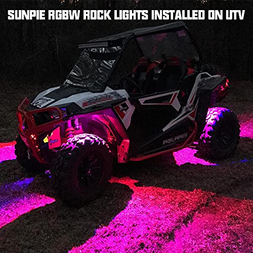 SUNPIE RGBW LED Rock Lights 4 Pods Metal High Power App RF Remote