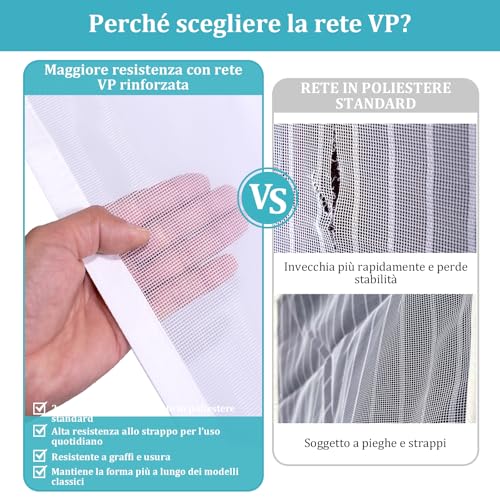 Apalus VP Magnetic Mosquito Net for Balcony Doors, 100 x 240 cm, 2 x Stronger Than the Classic Model, Anti-Scratch for Cats, Stronger Magnets, Self-Adhesive Band, 3.8 cm Wide, Not Shortened