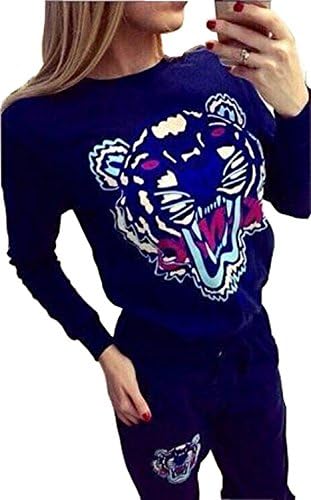 Uniquezone Women's Cut Carton Print Pullovers Sport SweatSuit Tracksuit
