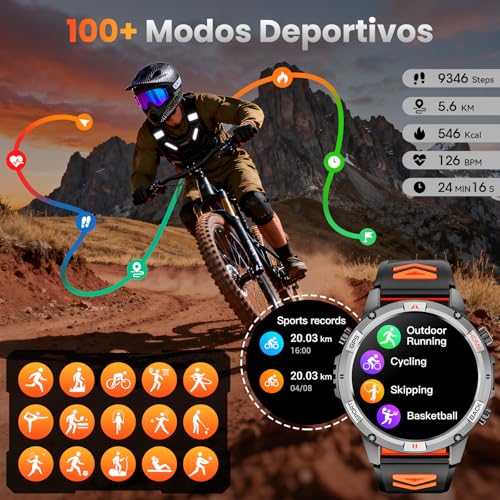 Joautrial Men's Military Smart Watch, 1.46" HD GPS Smartwatch with LED Flashlight, Compass, 100+ Sports Modes Smart Watch, Health Monitoring 24/7, Bluetooth Calls