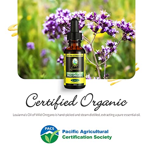 Organic Wild Oregano Oil, Pure Oil of Oregano Drops, with 80 Percent Carvacrol, for Oral or Topical Use, 30 mL