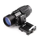 Bumlon Magnifying Scope 3X30mm Focus Adjustable with Flip up Mount Picatinny Weaver Rail