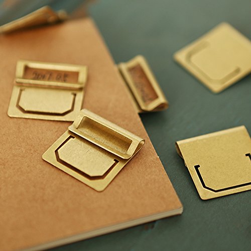 EKLOEN Retro Brass Bookmark, Mini Index Clamp Label Clip, Paper Clips Stationery Gift(6pcs) - Thumbnail 3