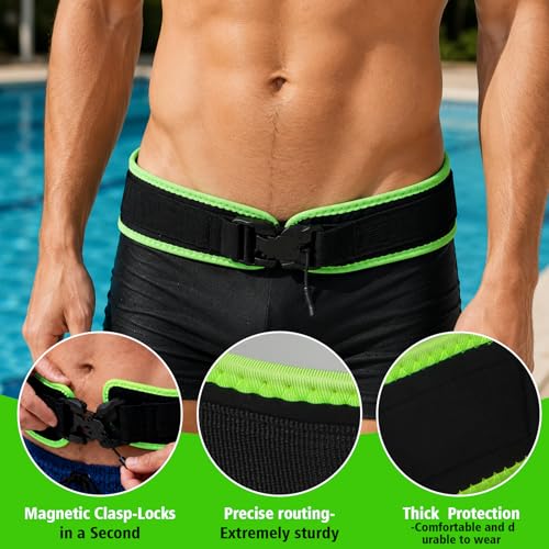 PeakQust Swimming Belt for Pool, Swimming Trainer with 3.5-8.5 m Adjustable Swimming Rope, Swimming Trainer Belt for Any Swimming Pool