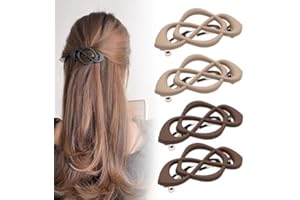 4 Pack Vintage French Barrette Hair Clips, 2026 New Hair Clip Accessories for Women, Strong Hold No Slip Styling (A)