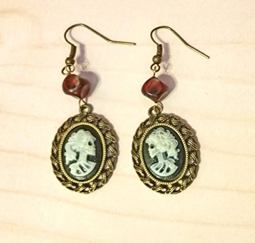 Steampunk Lolita Skull Cameo Drop Earrings