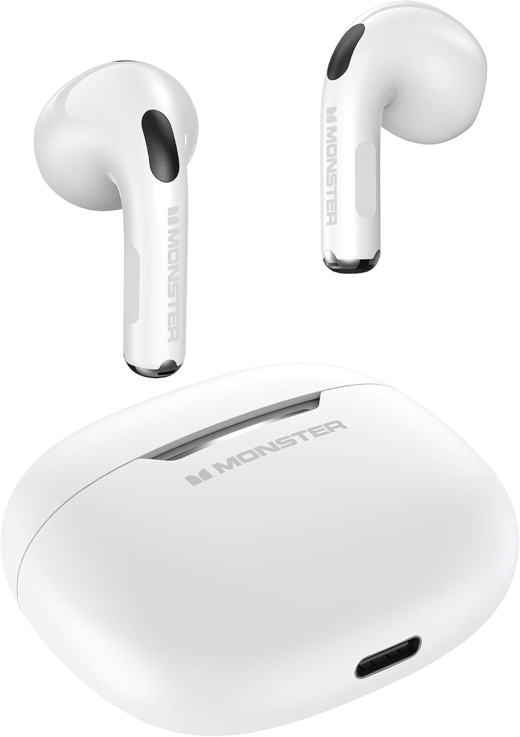 Monster N-Lite 208 Bluetooth Earbuds for Running: 30H Playtime, Type-C Fast Charging, Crisp Calls & Touch Control White