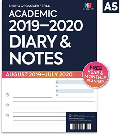 NBplanner® Academic 2019-2020 Organiser Refill Diary Planner Insert Filofax Compatible White (Diary & Notes)