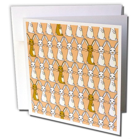 3dRose Cute Bunny Parade Pink - Greeting Cards, 6 x 6 inches, set of 6 (gc_12157_1)