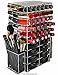 N2 Makeup Co Spinning Acrylic Makeup Organizer Carousel, Holds 72 Lipstick Holder Slots, Brushes & 16 Powder Compact Cases, Clear Cosmetics Storage Box