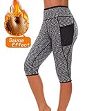 SEXYWG Women's Neoprene Sauna Slimming Pants-Fat Burning Hot Thermo Sweat Sauna Capris Leggings Shapers for Weight Loss Grey