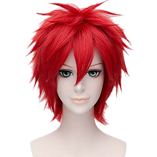 MSHUI Short Red Wig Anime Costume Cosplay Wigs