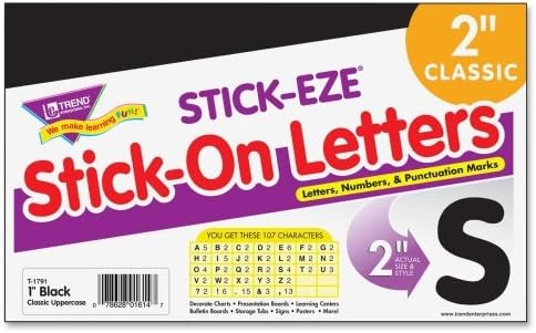 Wholesale CASE of 25 - Trend Bold Self-adhesive Bulletin Board Letters-Stick-Eze Letters/Marks, Self Adhesive, 2", 107 Pieces, BK