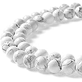 MJDCB AAAA Natural Stone Beads White Howlite Turquoise Round Loose Beads for Jewelry Making 15" (6mm)