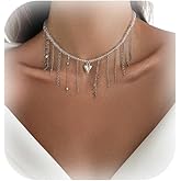 Simple Summer Beaded Choker Necklace Wedding Bridal Herat Pendant Clavicle Chain Metal Tassel Collar Necklace for Women