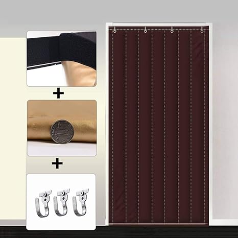 Baumwolltürvorhang, Winterwinddicht Warm halten Schallschutz Vorhang Heim Schlafsaal Geräusch Klett Vorhang-100x200Cm(39x79Zo