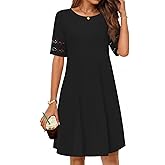 MEROKEETY Women's 2026 Summer Spring Casual T Shirt Dress Hollow Out Short Sleeve Beach Vacation Shift Swing Sundress