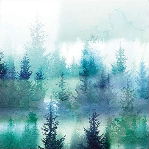 Paper Napkins for Decoupage, 4 Single Lunch Size Paper Napkins, Forest Fog