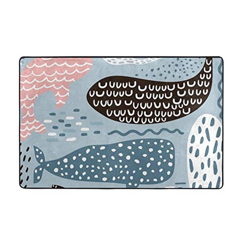 Seal Whale Octopus Fish Modern Casual Area Rugs for Living Room Bedroom Carpet Thick Soft Large Flannel Mats Easy to Clean Stain 60 X 39 Inches