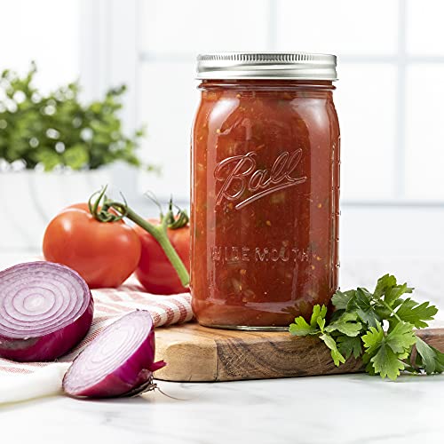 SEWANTA Wide Mouth Mason Jars 32 oz [6 Pack] With mason jar lids and