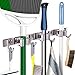 Piyl Broom Mop Holder Wall Mount Broom Hanger Wall Mounted Metal Organization Garage Storage Garden Kitchen Tool Organizer With 4 Racks and 5 Hooks (Silver, 1 Pack 3R4H)…