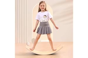 HZLXNH Wooden Balance Board Kids, [Natural Wood] Wobble Board for Toddlers Kids Children, 35" Rocker Board for Open Ended Montessori Learning Toy, Birthday Gifts for 3 4 5 6 7 8 Year Old Boys Girls (burlywood-L)
